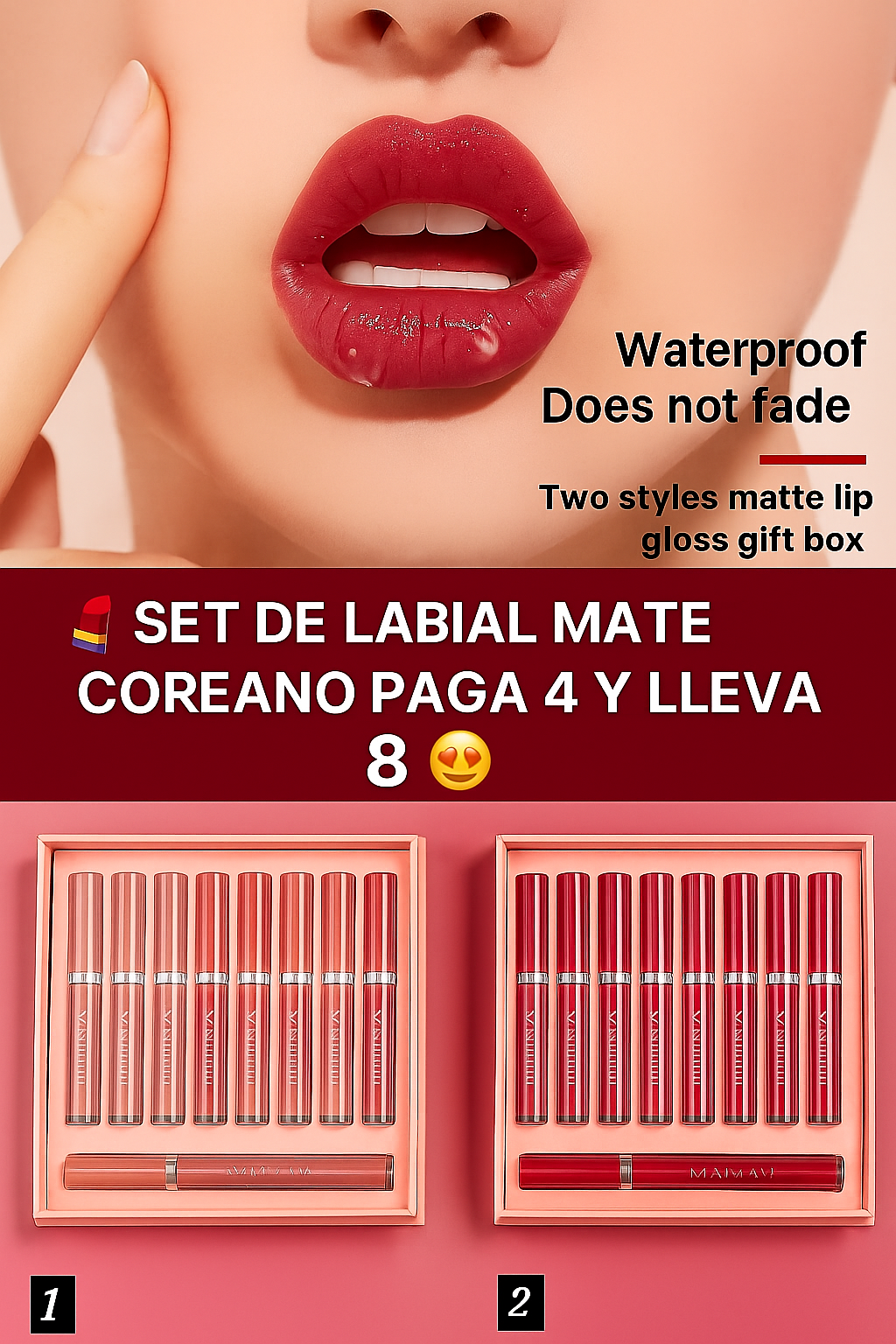 SET LABIAL MATE COREANO ✨PAGA 4 Y LLEVAS 8💄